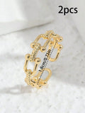 1 Pair Romantic Copper Unisex Adjustable Anti-Fading Exquisite Chain Open Ring for Casual Office Daily Wear