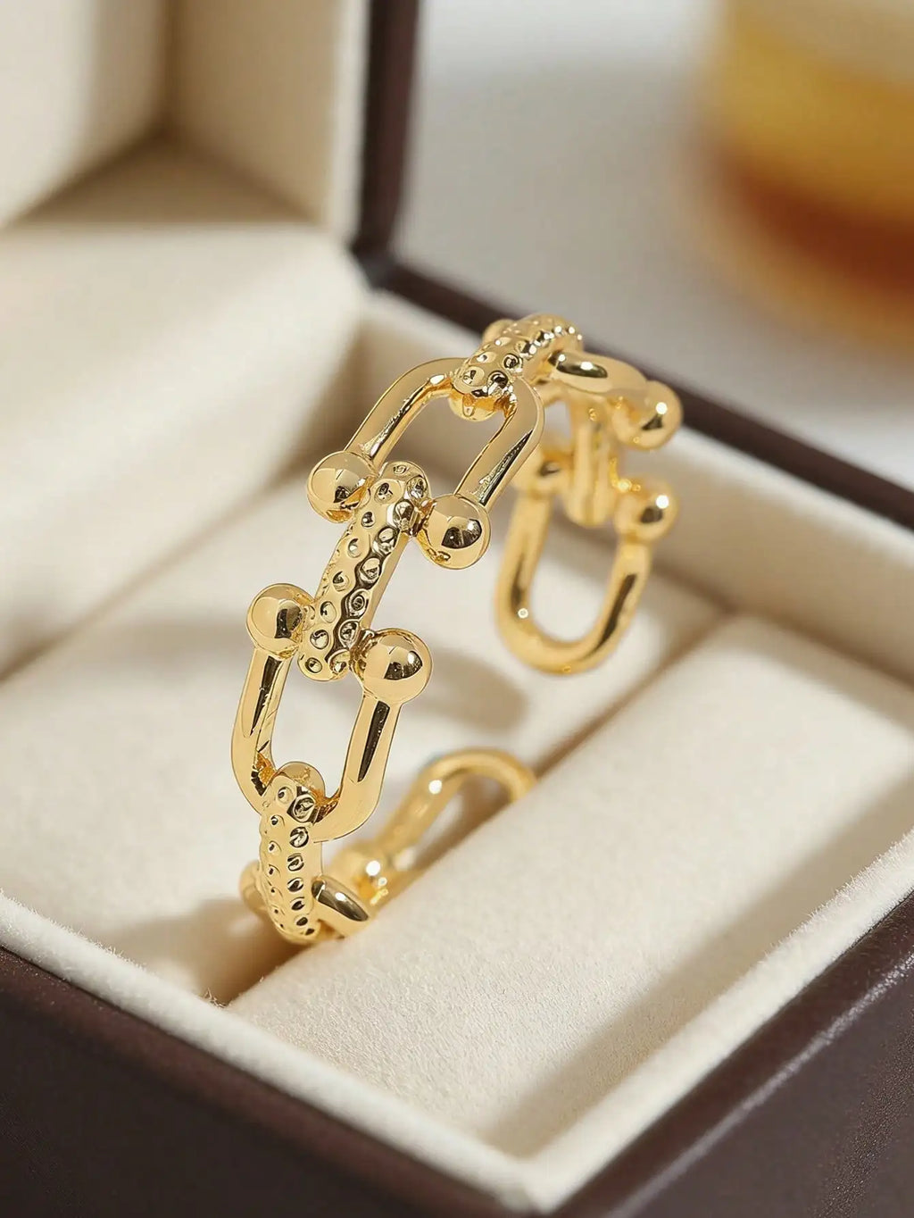 1 Pair Romantic Copper Unisex Adjustable Anti-Fading Exquisite Chain Open Ring for Casual Office Daily Wear