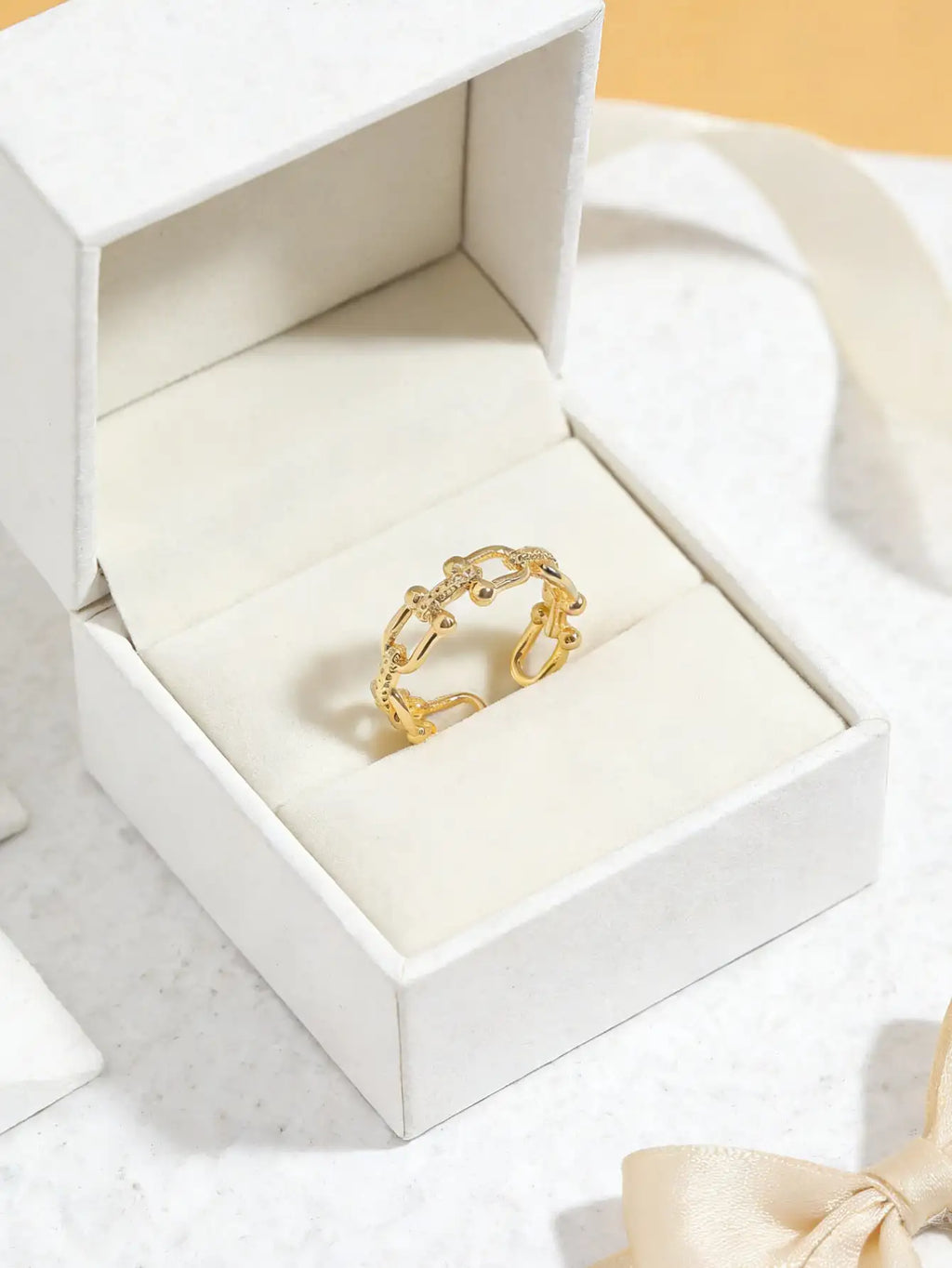 1 Pair Romantic Copper Unisex Adjustable Anti-Fading Exquisite Chain Open Ring for Casual Office Daily Wear