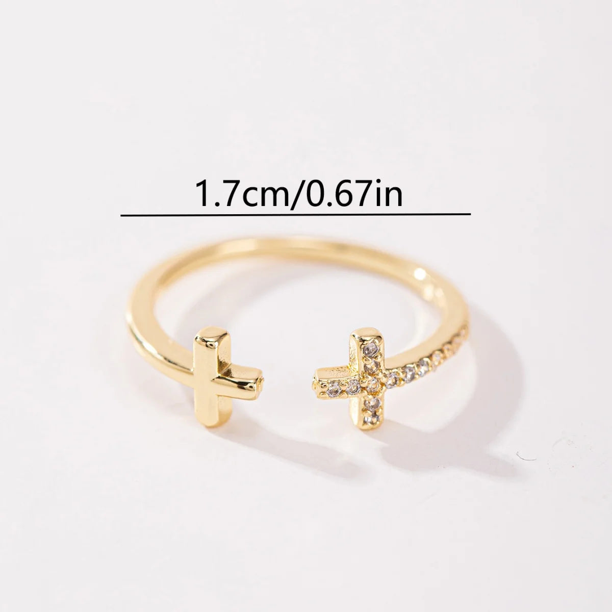 1Pc Romantic Fashion Copper Wedding Band Cross Open Ring Unisex