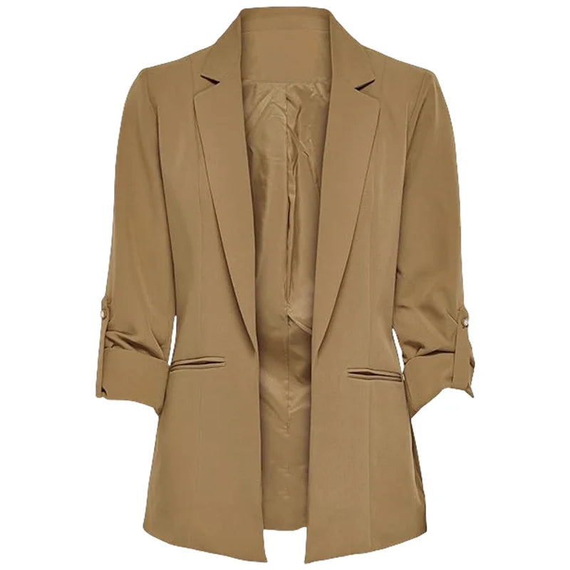 Women's Jacket Spring Summer New Arrivals Roll-up Cuffs Outerwears Lined Open Stitch Thin Jackets for Streetwear Womans Clothing