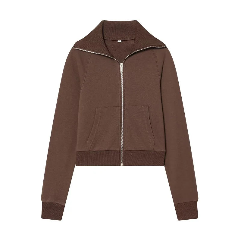 MUJER 2026 Cropped Jacket Woman Zipper Varsity Jackets for Women Long Sleeve Winter Coat Female Streetwear Women's Jackets Sets