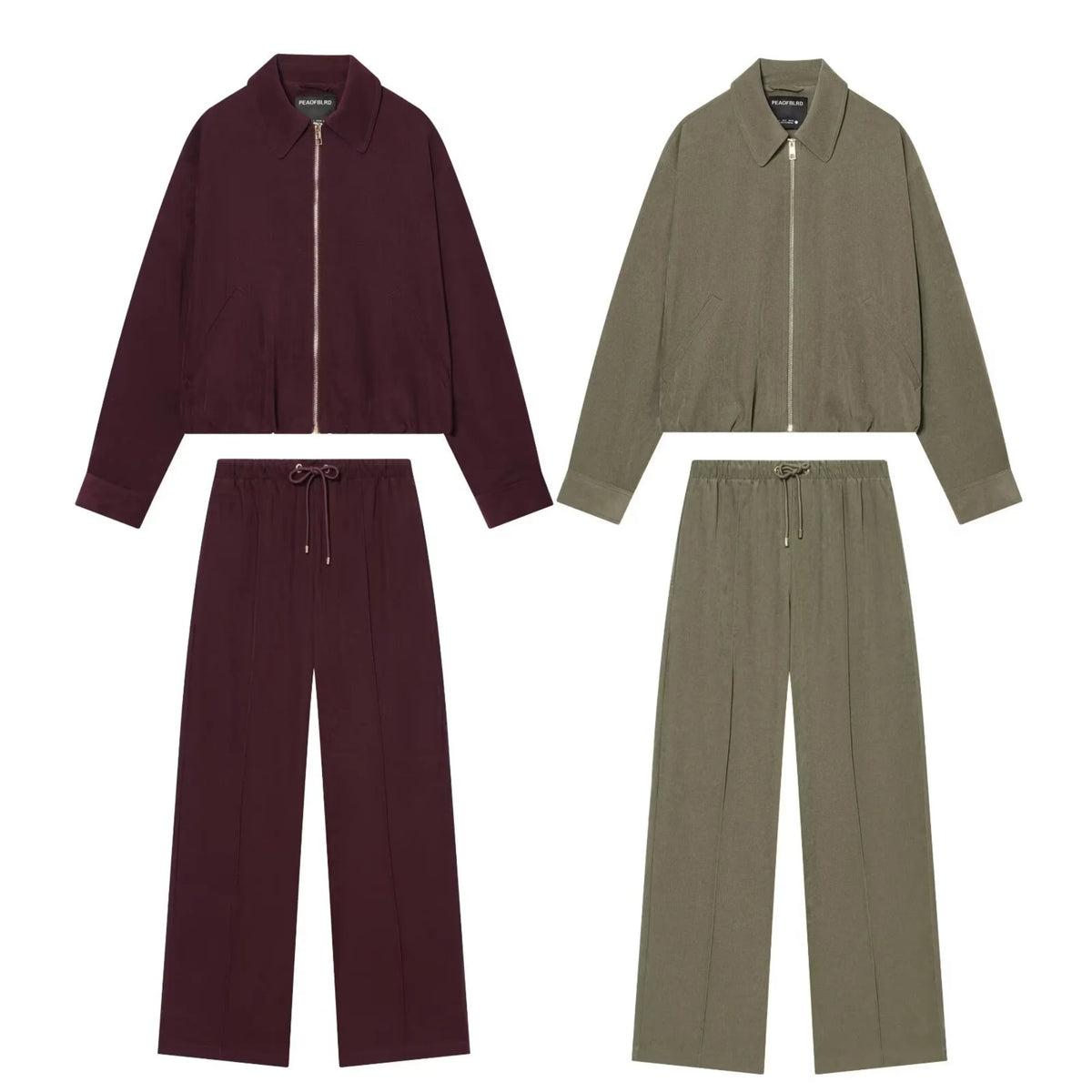 Women's Casual Jacket Pants Sets Female Spring Autumn Long-Sleeve Loose Simple Pilot Jacket Or Lady Wide-Leg Trousers