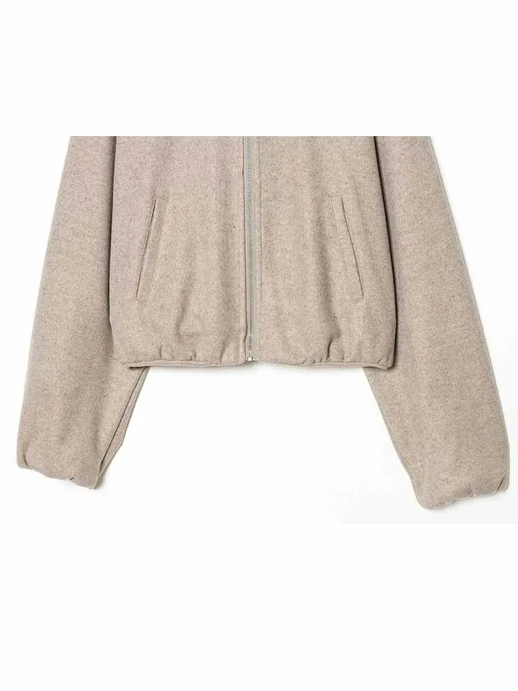HH Woman New Fashion Pants Suit Long Sleeves Hooded Short Jacket+Casual Loose High Waist Zipper Trousers Solid 2 Piece Set