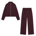 Women's Casual Jacket Pants Sets Female Spring Autumn Long-Sleeve Loose Simple Pilot Jacket Or Lady Wide-Leg Trousers