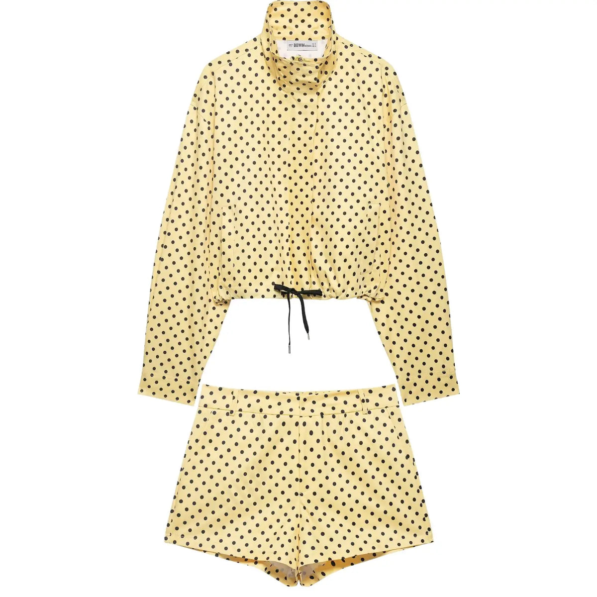 HH Woman Autumn Long Sleeves Turtleneck Zipper With Pockets Drawstring Casual Coats Women Fashion Polka Dot Printed Jacket