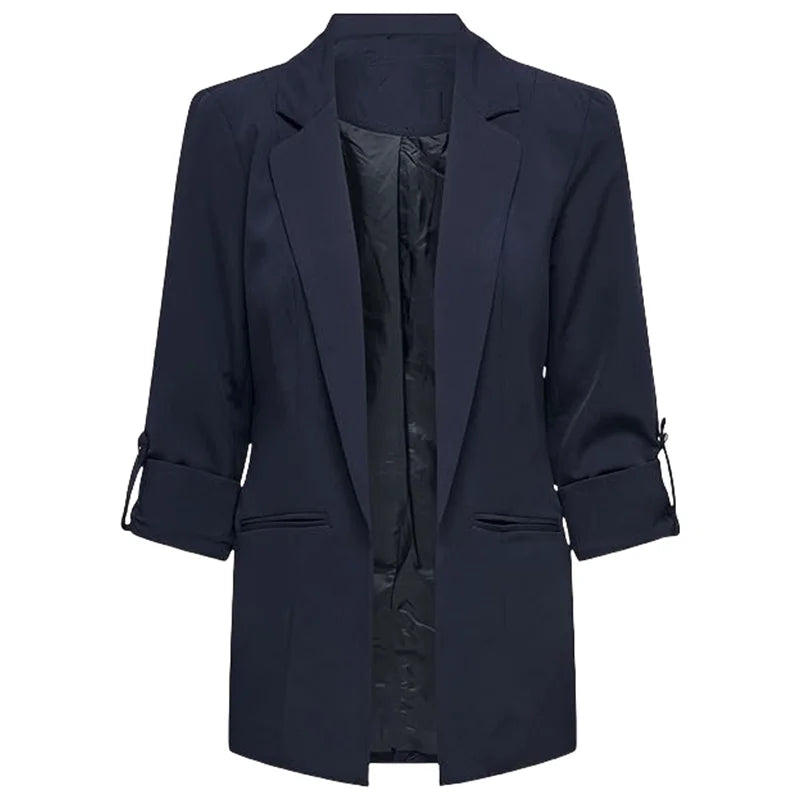 Women's Jacket Spring Summer New Arrivals Roll-up Cuffs Outerwears Lined Open Stitch Thin Jackets for Streetwear Womans Clothing
