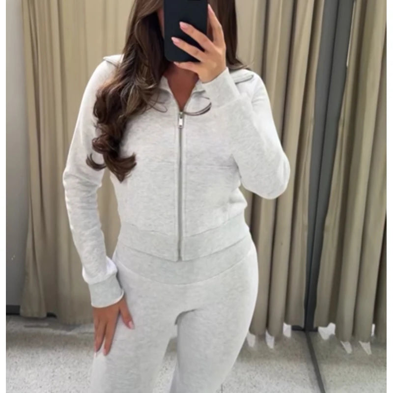 MUJER 2026 Cropped Jacket Woman Zipper Varsity Jackets for Women Long Sleeve Winter Coat Female Streetwear Women's Jackets Sets