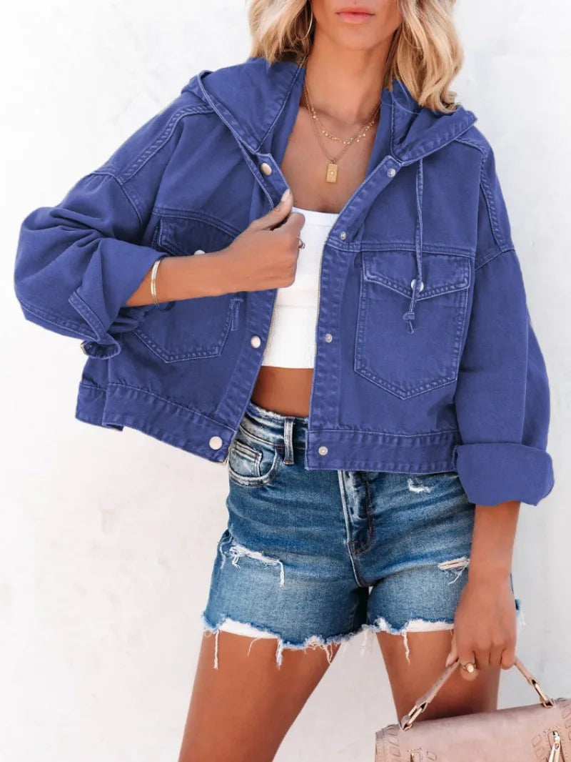 New Jackets for Women Hooded Denim Jacket Women Vintage Jean Coats Casual Long Sleeve Top Clothes Women Streetwear